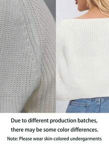 Plus Size New Solid Color Drop Shoulder Dropped Shoulder Knit Cardigan, Versatile Fashion White - White - View 7