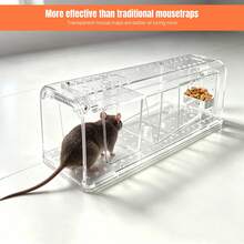 Vandise 4 Pack Humane Mouse Trap, Clear Plastic Live Catch Release Mouse Cage With Stainless Steel Bait Container, Reusable No‑Kill Rodent Traps For Indoor Outdoor Home Kitchen Garage Basement - White - View 2
