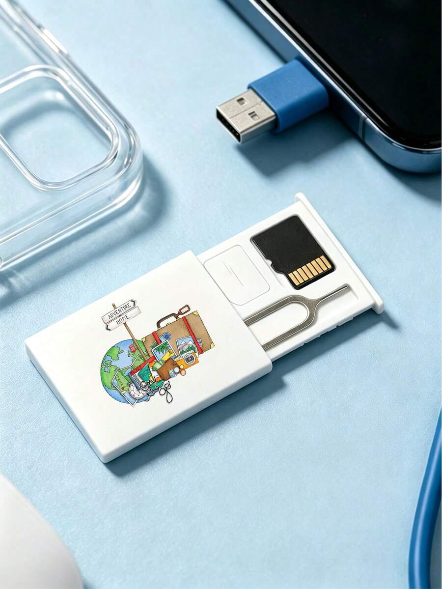 SIM Card Holder, Portable Mobile Phone SIM Card Ejector Tool, Multi-Functional TF Memory Card Protector And Organizer, Suitable For Business Trips And Travel, Compact And Anti-Loss Card Storage, Ideal For Students And Travelers. - Multicolor - View 1