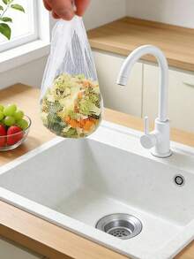 White Kitchen Sink Filter Bag - Disposable Mesh Drain Strainer, Fine Mesh Fabric | Anti-Clogging Elastic Garbage Net, Suitable For Sinks, Wash Basins And Floor Drains | Reusable Durable Corner Mesh Filter And Drain Rack - View 2