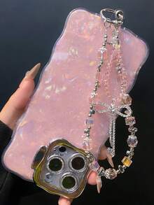 1件裝美學雙色手機掛繩，附蝴蝶結、水晶流蘇與扣環，獨特百搭裝飾掛帶，適合女性通勤使用 - 水晶蝴蝶 - 查看 6