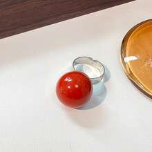 3pcs 3D Realistic Apple Resin Rings, Fun Red Apple & Green Apple Shaped Open Ring Niche Jewelry - Multicolor C - View 5