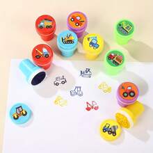 5/10pcs Car Themed Stamps, Including Garbage Truck Stamp, Construction Vehicle Self-Inking Dump Truck Plastic Stamps, Suitable For Children - Multicolor - View 10