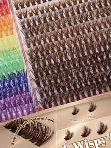 1 Box Colorful & Brown Single Cluster False Eyelashes, Angel Style & Lightweight Style, Soft & Lightweight DIY False Eyelashes, Natural & Voluminous, Fluffy Doll Eye & Cartoon Eye Makeup, Reusable & Easy To Apply, Suitable For Daily Makeup, Eye-Catching Looks, Party & Halloween Makeup - D - View 3