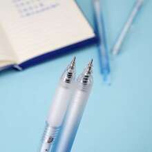 1pc/3pcs Ocean Heart Neutral Pen, Fresh And Beautiful Gradient Sea Salt Blue Shell Fish Tail Retractable Pen AS Double Pearl Black Ink - Ocean Series - View 2