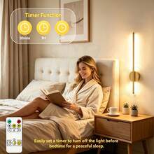 2pcs Black/Gold Battery Powered Wall Lights, 3000/4000/6000K With Remote Control And Timer Function, 71.88cm Dimmable LED Wireless Wall Lights, Suitable For Living Room, Bedroom, Hallway, Hotel And Home Decor - Multicolor - View 3