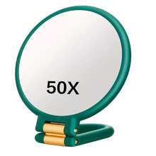 50X Magnifying Travel Hand Mirror With Handle, Double-Sided Hand Mirror, 10X/50X Magnification, Adjustable Handle/Stand, Foldable Travel Makeup Mirror, High Cost-Performance, Suitable As Christmas Gift, Cosmetics, Makeup Tools - Multicolor - View 17