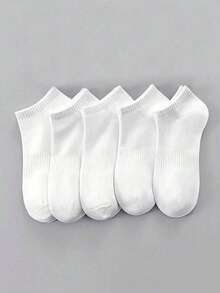10 Pairs Neutral Solid Color Cotton Short Socks, Soft Breathable Casual Sports Socks, Suitable For Daily Wear - Multicolor - View 3