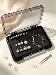 1Pc Clear Earring Display Storage Box, Minimalist Jewelry Storage Box, Dust-Proof Anti-Scratch Nail Art Accessories Organizer, Multi-Use Portable Storage Holder, For Travel, Vacation, Daily Vanity & Dorm, Ideal Holiday Birthday Gift For Women & Girls - Multicolor - View 7