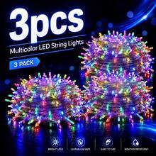 Set de 3 Piezas Cadena de Luces LED de 10M, 8 Modos de Iluminación, Impermeable, Decoración para Navidad, Fiesta, Jardín y Hogar, Varios Colores Disponibles - luz de color - Ver 1