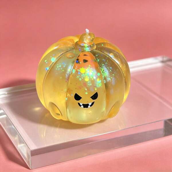 1PC Halloween Pumpkin Stress Relief Gift, Cute Soft Silicone Glitter Squishy, Stress Relief Toy, Holiday Small Gift, Squishy, Squishies, Squishy Crunchy Squishy, Squishes, Squish, Halloween Decor, Halloween, Squishy's