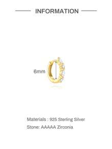 EleRunis 1件 925純銀經典CZ 6/8/10mm Rook Conch耳環，18K鍍金上耳軟骨耳夾，女款日常穿戴派對風 - 金色 - 查看 12