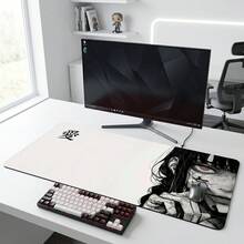 1Pc Art Black‑White Anime Girl Desk Mat, Japanese Style Unisex Mouse Pad For Anime Enthusiasts, For Office Desk Decor, Christmas Decoration, Party Gifts, Back‑To‑School Gifts & Office Supplies - Anime Girl - View 3