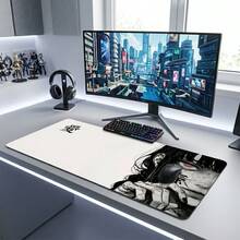 1Pc Art Black‑White Anime Girl Desk Mat, Japanese Style Unisex Mouse Pad For Anime Enthusiasts, For Office Desk Decor, Christmas Decoration, Party Gifts, Back‑To‑School Gifts & Office Supplies - Anime Girl - View 1