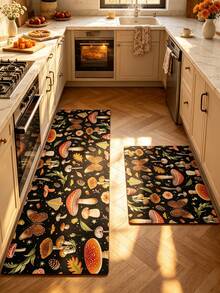 1/2pcs Diatomaceous Earth Bath Mat, Vintage Mushroom Pattern, Super Absorbent, Non-Slip, Perfect For Bathroom, Kitchen And Dining Room, Quick Dry, Ideal Home Decor And Bathroom Mat Gift, Holiday Gift! - Multicolor - View 1