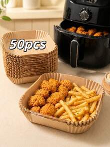 25/50/100pcs Disposable Air Fryer Liners Square Non-Stick Baking Paper Liners, Suitable For 5-8L Air Fryers, Perfect For Baking, Roasting, Microwave Cooking, Mother's Day Kitchen Decor - Multicolor - View 9
