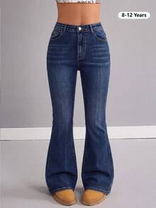 Medium To Large Tween Girls Spring/Autumn Autumn/Winter New Fashion Denim Long Pants - Medium Wash - View 7