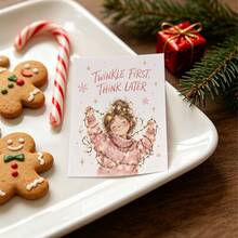 10pcs Pink Christmas Aesthetic Stickers Set, Cute Winter Cartoon Girl Holiday Decals For Laptop Scrapbook Diary Gift Package Decor - 10Pcs - View 7