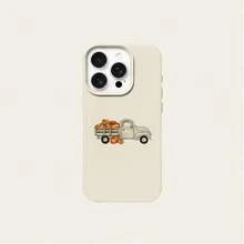 1pc TPU Pumpkin Carriage Halloween Pattern Phone Case Compatible With Iphone 17 Pro Max/17/16 Pro Max/15/13/12/11/ S20 FE/A15/S24/A55/ Note 11/Note 12/Note 13 Pro Full Coverage Anti-Drop Soft Shell Phone Protective Cover - White - View 5