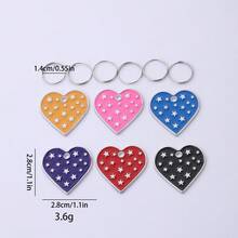 1Pc Colorful Enamel Heart Charms With Split Rings, Star Pattern Alloy Keychain Pendants For Bags, Backpacks, Keys & DIY Accessories - Single Piece - View 11