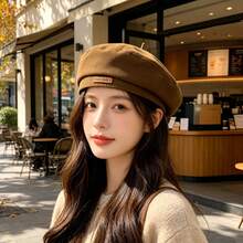 1pc Women's Autumn/Winter New Wool Beret Hat, British Style Painter Hat, Vintage Versatile, Face-Slimming, Unisex - Multicolor - View 4
