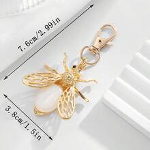 Gold Bee Bag Charm Keychain, Vintage Hollow Insect Metal Bag Pendant, Luxury Exquisite Small Animal Charm, Daily Commute Date Handbag Backpack Decoration Accessory, Creative Gift For Women Girls Best Friends - Multicolor - View 4