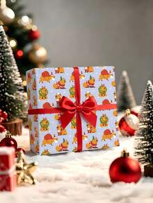 1 Roll Of Christmas Gift Wrapping Paper Featuring A "Capybara Pattern;Perfect For Christmas Gift Wrapping,Holiday Party Decor,Home Festive Decoration,DIY Craft,Festive Favour Wrapping 1 Roll Size: 43 Cm X 300 Cm. - A - View 2