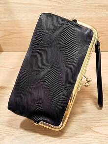 Dompet Clutch Panjang Multifungsi dengan Resleting yang Dapat Dilepas, Model Terbaru untuk Wanita, Tempat Kartu, Hadiah Liburan - Hitam - View 1