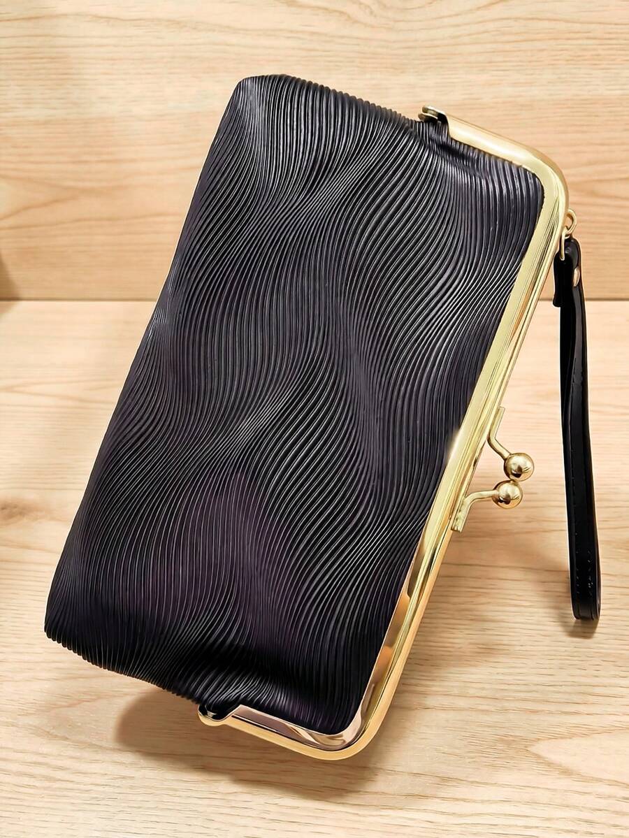 Dompet Clutch Panjang Multifungsi dengan Resleting yang Dapat Dilepas, Model Terbaru untuk Wanita, Tempat Kartu, Hadiah Liburan - Hitam - View 1