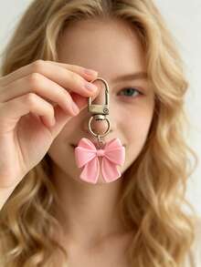 1pc Cute Bowknot Keychain Pendant, Women's Bag Decoration Charm, Versatile Daily Car Key Ring - Multicolor - View 4