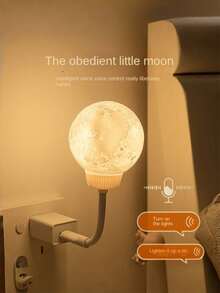 USB Moon Night Light, USB Plug-In Decorative Lamp With Voice Control, Suitable For Bedroom Bedside, Creating Atmosphere Or As A Sleep Light; Also Can Be Used For Garden Yard Decoration, Holiday Decoration And Party Lighting; Exquisite Holiday Gift, Suitable For Giving To Friends And Family. - Moon - View 6