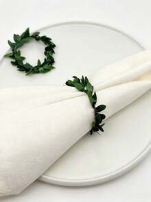 100pcs 60pcs 24PCS 20pcs 12pcs 8pcs 6pcs 4pcs 2pcs Artificial Vine Napkin Rings PVC Leaf Metal Wire Evergreen Green Leaf Wreath Napkin Rings, Decorative Napkin Rings, Suitable For Birthday, Farm, Wedding, Restaurant, Hotel, Valentine's Day, Banquet, Buffet Table Decoration, Party Supplies, Home Kitchen Dining Table Decoration - Green - View 11