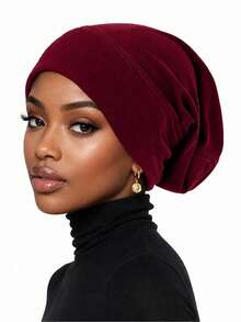 1/2 piezas Gorro interior elástico suave para mujer, turbante gorro de unicolor, envoltorio de cabeza transpirable y ligero, gorro para dormir, uso diario - color - Ver 4