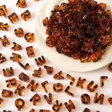 26pcs A-Z Tortoise Shell Acrylic Letter Beads, Large Hole, Suitable For DIY Keychains, Phone Chains, Jewelry Making - Brown - View 6