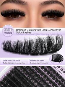 YIDUO 200D Bulu Mata Gugus Lembut, Bulu Mata Individual Ultra Lembut dan Padat, Ekstensi Bulu Mata Cat Eye Wispy DIY untuk Riasan Salon, Hadiah Riasan Liburan - MultiWarna - View 3