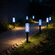 Solar Bubble Tube Stake Lights, Warm White LED, IP44 Waterproof Auto On‑Off, Outdoor Ground Plug Lamp For Garden Pathway Lawn Decor - Black - View 4