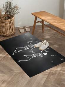 1/2pcs Halloween Floor Mat, Skull Pattern, Autumn Vintage Diatomaceous Earth Mat, Super Absorbent, Non-Slip, Perfect For Bathroom, Kitchen And Dining Room, Quick Drying, Perfect Gift For Home Decor And Bathroom Mat, Halloween Holiday Gift! - Multicolor - View 6