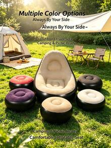 1pc Home Relaxation Essential Double Inflatable Sofa, Soft And Comfortable, Can Be Used As Living Room Sofa Bed Or Inflatable Mattress, Pool Garden Camping Equipment, Indoor Outdoor, Back To School Gift, Random Color - Multicolor - View 3