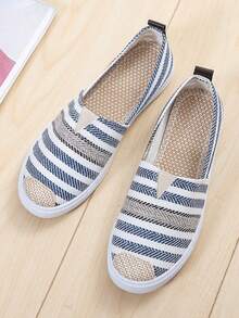 Women's Casual Daily Striped Flat Shoes - Blue - View 2