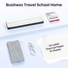 Phomemo A4 便攜式印表機，旅行用升級便攜款，無線熱感印表機，支援 8.5" X 11" 美國信紙尺寸及 A4/A5/B5，相容手機與筆電，適用居家、車內、辦公室收據列印 - 白色 - 查看 9