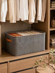 Underbed Storage Bag, Large Capacity Gray Fabric Organizer With Reinforced Handles, Foldable Clothes Blanket Bedding Storage Box For Bedroom Closet Dorm Apartment, Space Saving Home Organization - Grey - View 2
