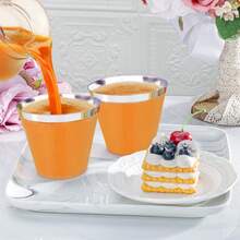 25pcs Reusable ABS Material Silver Rim Glass Acrylic Cups, 250ml, 25 Pack - Multicolor - View 4