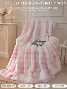 1pc Pink Faux Fur Blanket, Soft & Warm, Luxury Style, Multi-Purpose Lightweight Easy Care, Fluffy Long Pile Bed Throw, Suitable For Back To School Dorm Use - Baby Pink - View 7