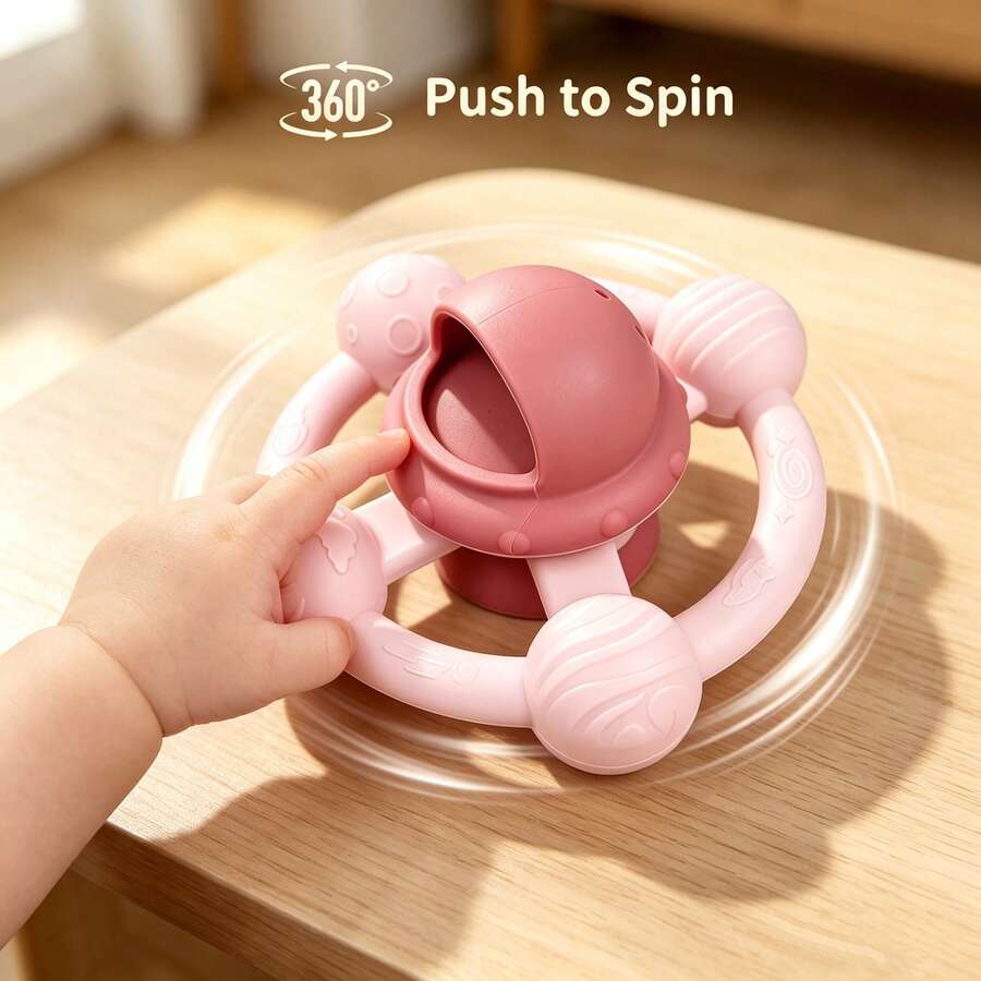 Infant Planet Pattern Rotating Top Toy, Develops Baby's Fine Motor Skills, Color-Blocked Design Baby Loves, Soft Material Easy To Clean, With Shower Leakage Function, Essential Multi-Functional Toy For Baby Travel, Meets Baby's Needs In Various Scenarios, First Choice Newborn Gift