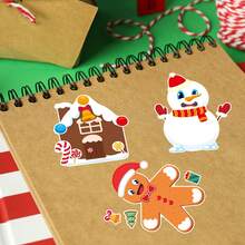 8/16 Christmas DIY Collage Stickers - Design Your Own Snowman, Christmas Tree And Santa Claus Scenes, Interactive Puzzle Toy Promotes Brain Development, Children's Party Gifts, Gift Wrapping, Classroom Activities, Christmas And Holiday Gifts - Mixed Color - View 5