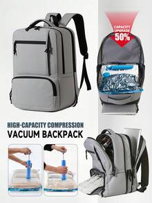 Myco Large Capacity Expandable Travel Vacuum Compression Backpack With Vacuum Pump Combo Set, Suitable For Cabin Bag Backpack 45x30x27CM, Easy Jet Travel Bag, Carry-On Backpack, 15.6 Inch Laptop Backpack, Underseat Cabin Bag - Multicolor - View 12