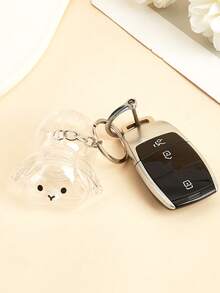 Cute Transparent Rabbit Fur Storage Box Keychain, Pet Fur Memorial Keychain, Car Keychain, Creative Memorial Gift For Pet Lovers - Multicolor - View 7