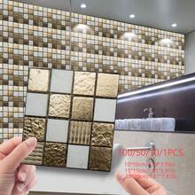 1/10/50/100PCS Mosaic Peel And Stick Backsplash Tile Stickers, Self Adhesive Square Wall Tiles, Black Grey Gold Decorative Wall Decals For Kitchen Backsplash, Bathroom, Countertop, DIY Home Decor, Removable Mosaic Wall Covering, Modern Kitchen Decor - Multicolor - View 15