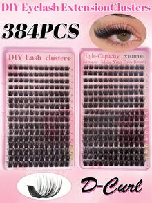 384/352 خصلات رموش صناعية طبيعية ناعمة بتجعيد D-Curl منفوشة DIY مصنوعة يدويًا - مكياج يومي/أسلوب طبيعي رموش صناعية (صندوق هدايا محدث جديد)، قابلة لإعادة الاستخدام، مناسبة للمبتدئين والاستخدام اليومي؛ تشمل خصلات رموش/رموش فردية، تدعم DIY المنزلية - D - مشاهدة 2
