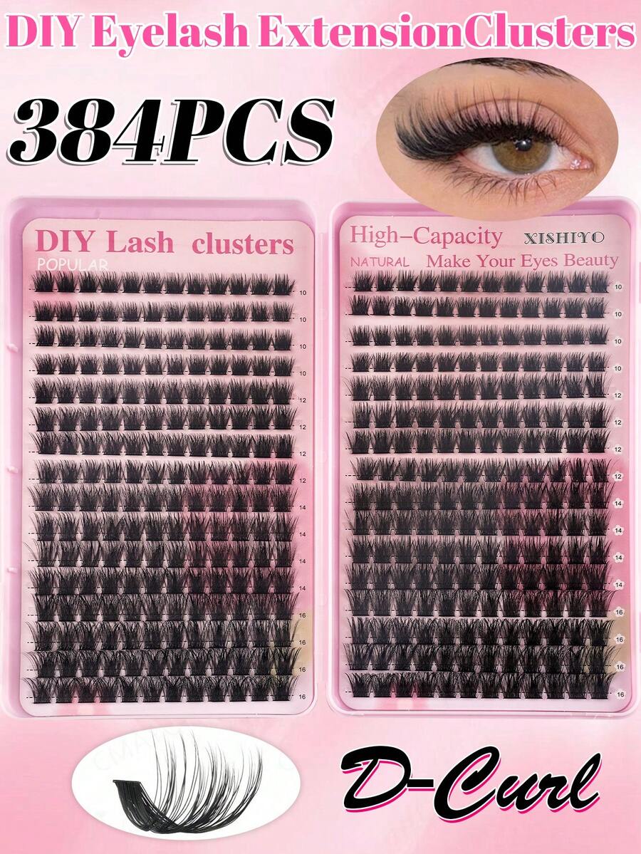 384/352 خصلات رموش صناعية طبيعية ناعمة بتجعيد D-Curl منفوشة DIY مصنوعة يدويًا - مكياج يومي/أسلوب طبيعي رموش صناعية (صندوق هدايا محدث جديد)، قابلة لإعادة الاستخدام، مناسبة للمبتدئين والاستخدام اليومي؛ تشمل خصلات رموش/رموش فردية، تدعم DIY المنزلية